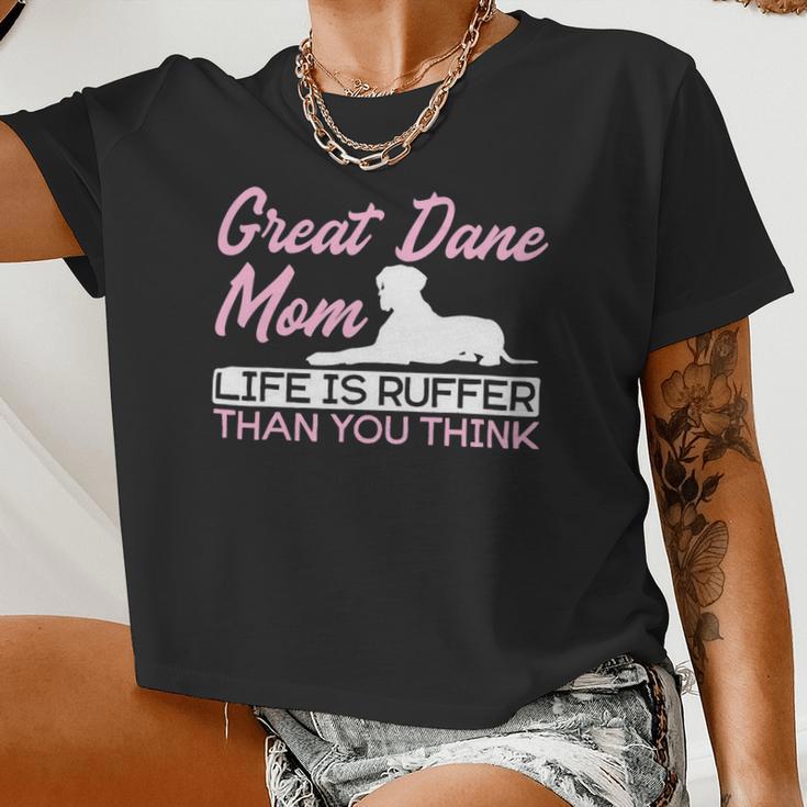 Dog Mom Animal Dog Owner Great Dane Mom Women Cropped T-shirt