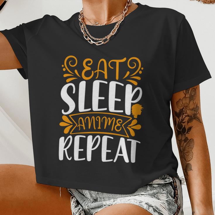 Eat Sleep Anime Repeat V2 Women Cropped T-shirt