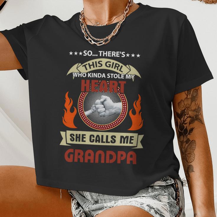 Father Grandpa This Girl Who Kinda Stole My Heart She Calls Me Grandpa 108 Family Dad Women Cropped T-shirt