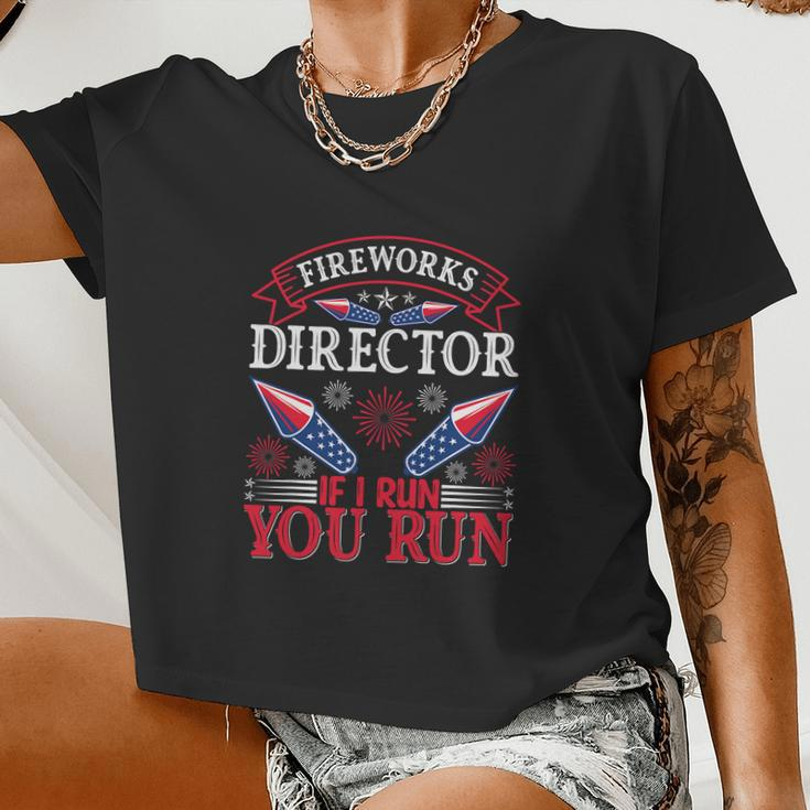 Fireworks Director Run Fourth Of July 4Th Usa Freedom Women Cropped T-shirt
