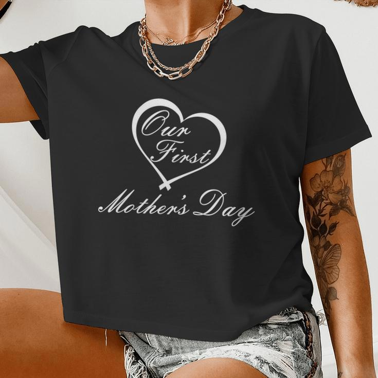Our First Mother's Day Love Heart Women Cropped T-shirt