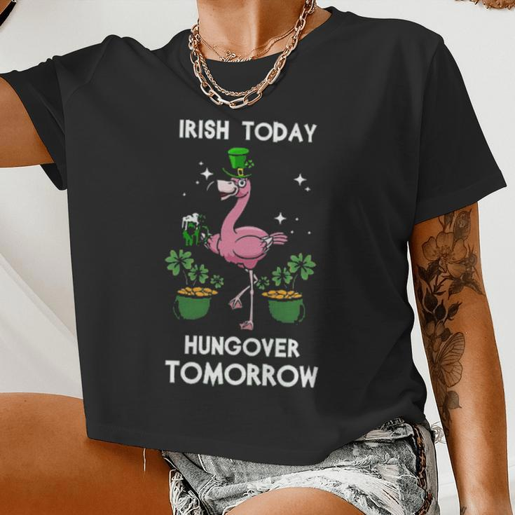 Flamingo Irish Today Hungover Tomorrow Women Cropped T-shirt