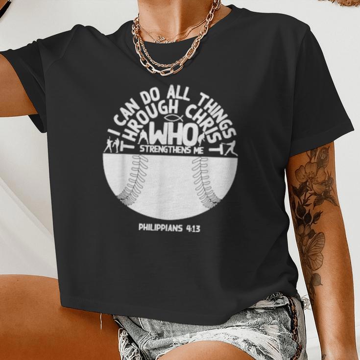 Christian Girls Cool Christian Baseball Women Cropped T-shirt