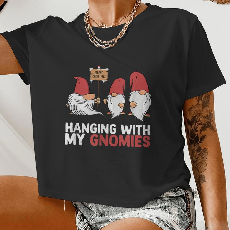 Christmas Hanging With My Gnomies Gnomes Merry Christmas Eve Women Cropped T-shirt