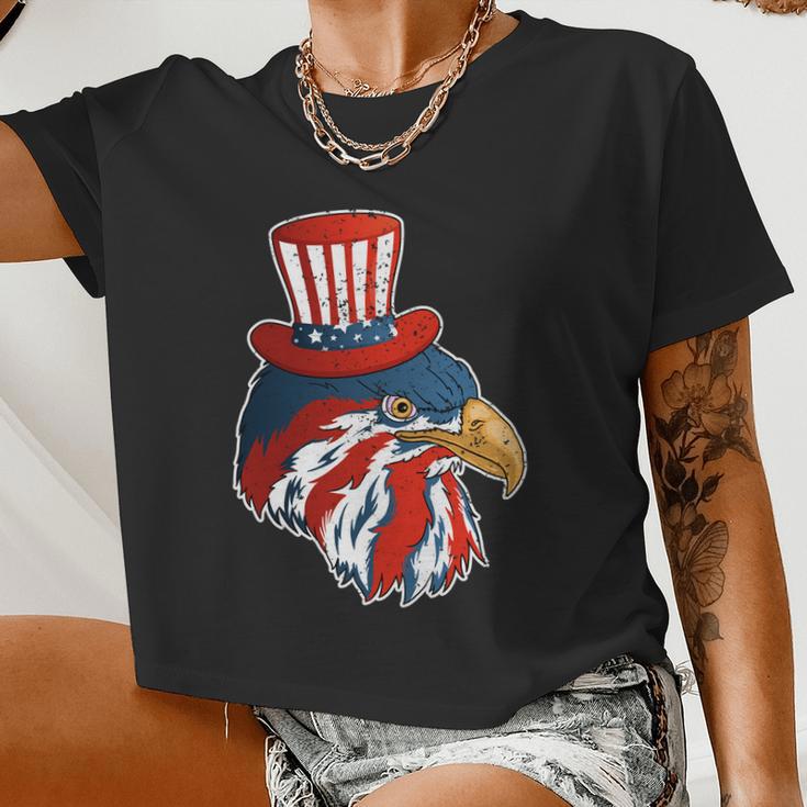 Eagle Mullet 4Th Of July With American Flag Women Cropped T-shirt