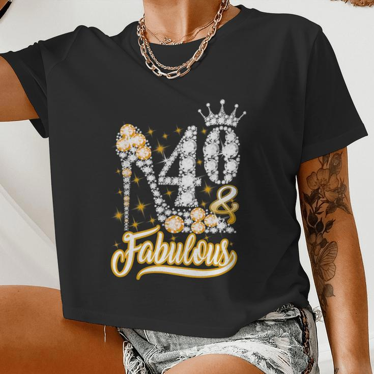 40 Fabulous 40 Years 40Th Birthday Diamond Crown Shoes V2 Women Cropped T-shirt