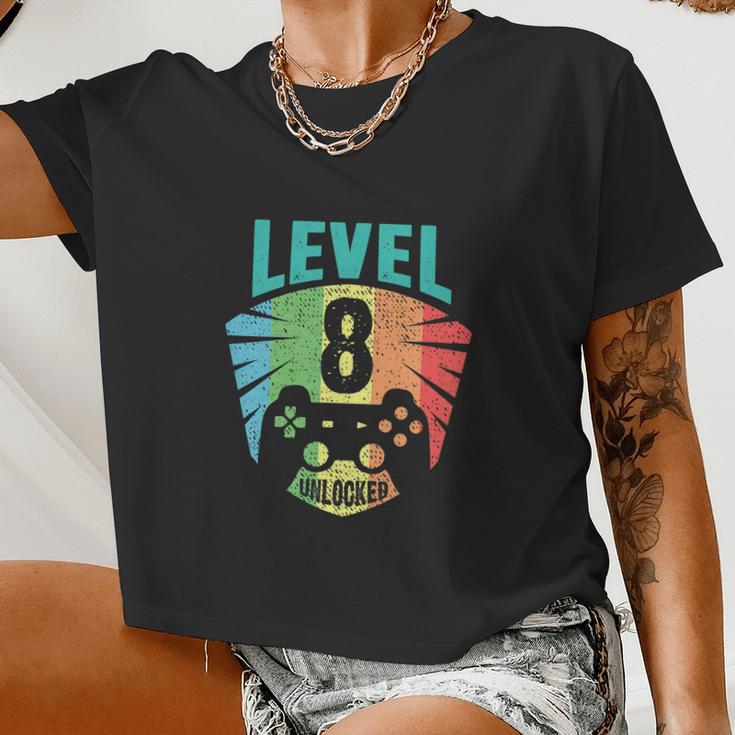 Level 8 Unlocked 8Th Birthday Girl Women Cropped T-shirt