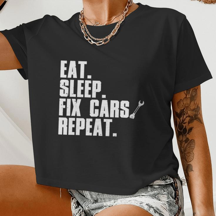 Mechanic For Dad Auto Garage Automobile Car Lover Women Cropped T-shirt