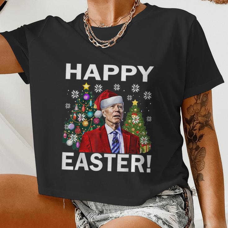 Santa Biden Happy Easter Christmas Women Cropped T-shirt