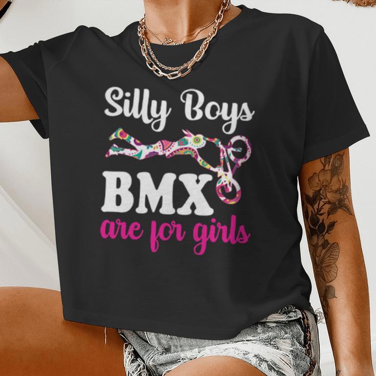 Silly Boys Bmx Are For Girls Bike Racing Girl Women Cropped T-shirt