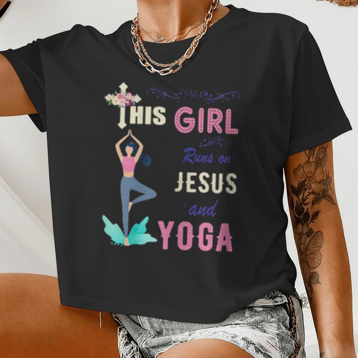 Watercolor Girl Run On Jesus And Yoga Women Cropped T-shirt