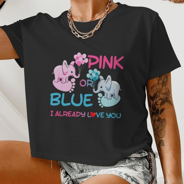 Gender Reveal Pink Or Blue Boy Or Girl Party Supplies Family Women Cropped T-shirt
