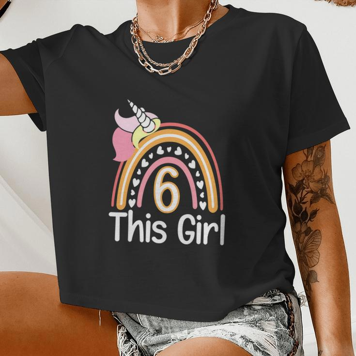 This Girl 6Th Birthday Unicornrainbow 6 Years Old Women Cropped T-shirt