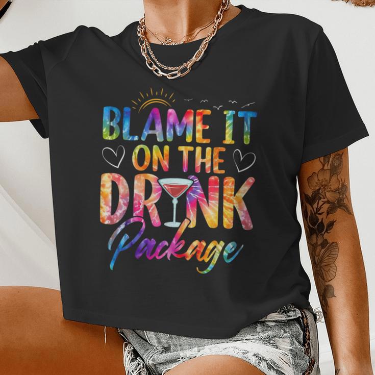 Girls Cruise Blame It On The Drink Package Drinking Booze Women Cropped T-shirt