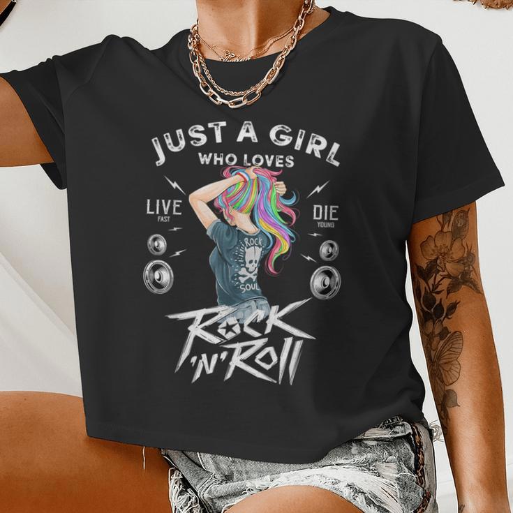 Girls Rock And Roll Music Graphic Novelty & Cool s Women Cropped T-shirt