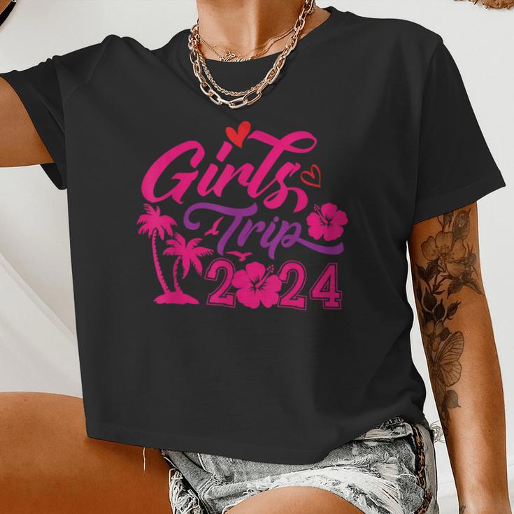 Girls Trip 2024 Warning Girls Trip Girls Weekend Trip 2024 Women Cropped T-shirt