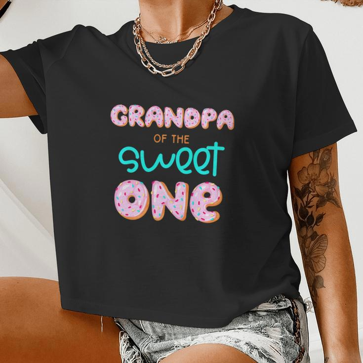 Grandpa Of Sweet One First Birthday Matching Family Donut Women Cropped T-shirt