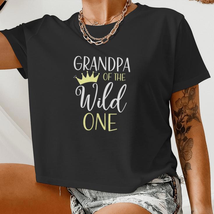 Grandpa Of The Wild One First Birthday Matching Family Women Cropped T-shirt