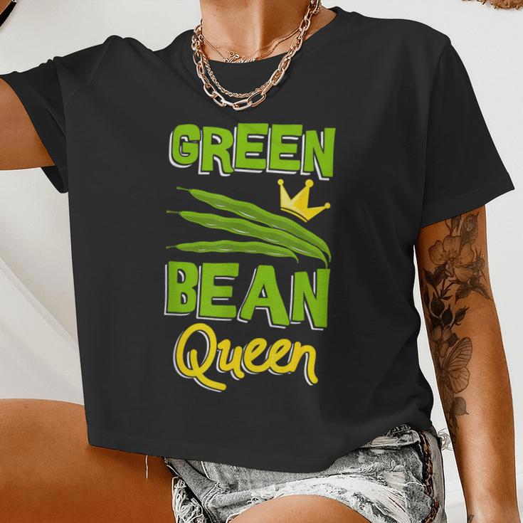 Green Bean Queen String Beans Vegetarian Vegan Women Cropped T-shirt