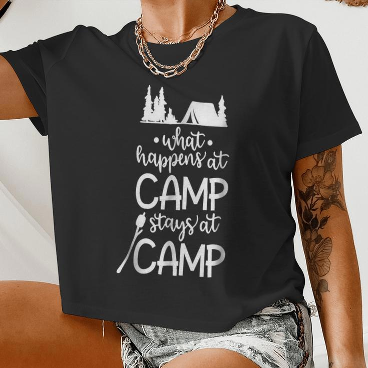 What Happens At Camp Stays At Camp Shirt Kids Camping Girls Women Cropped T-shirt