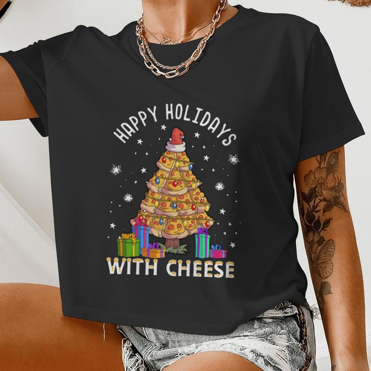 Happy Holidays With Cheese Shirt Cheeseburger Hamburger V9 Women Cropped T-shirt