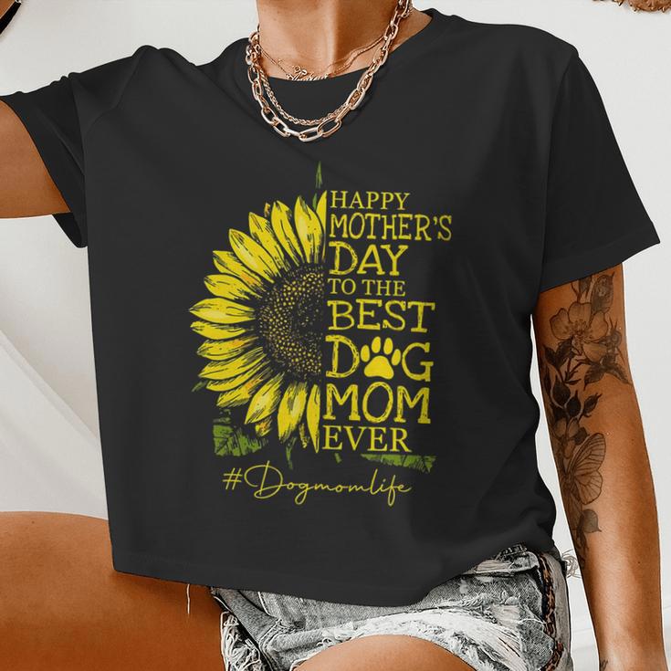 Happy Sunflower Dog Mom Dog Mother Women Cropped T-shirt