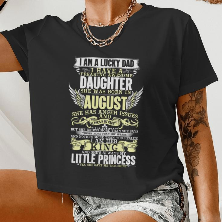 I'm A Lucky Dad I Have A Freaking Awesome Daughter Women Cropped T-shirt
