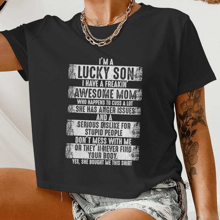 I'm A Lucky Son Because I Have A Freaking Awesome Mom Shirt Tshirt Women Cropped T-shirt