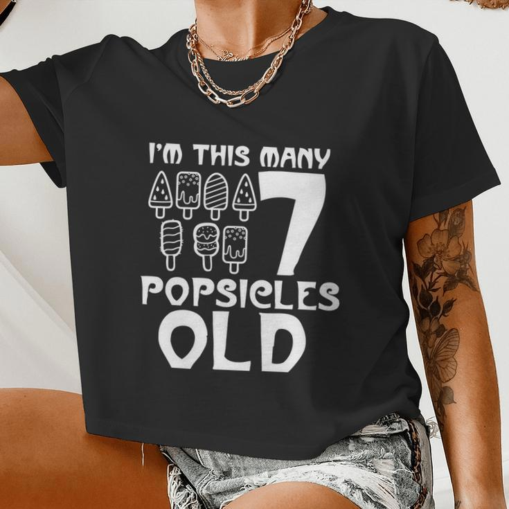I'm This Many Popsicles Old Birthday For Men Women Women Cropped T-shirt