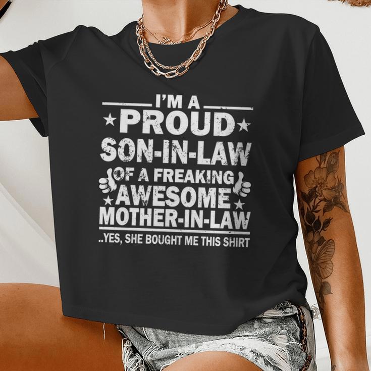 I'm A Proud Son In Law Of A Freaking Awesome Mother In Law Tshirt Women Cropped T-shirt