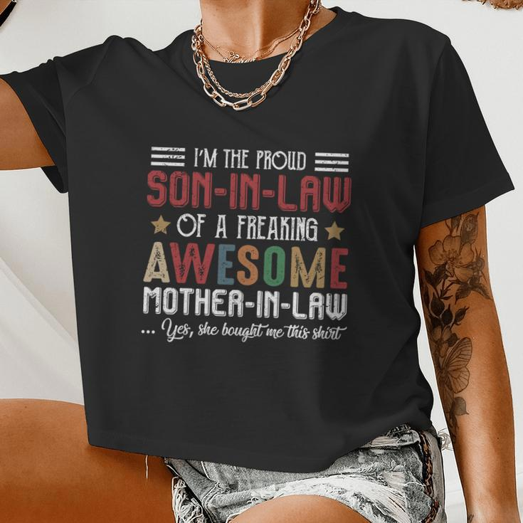 I'm A Proud Songiftingiftlaw Son Marriage Mother Of The Groom Women Cropped T-shirt