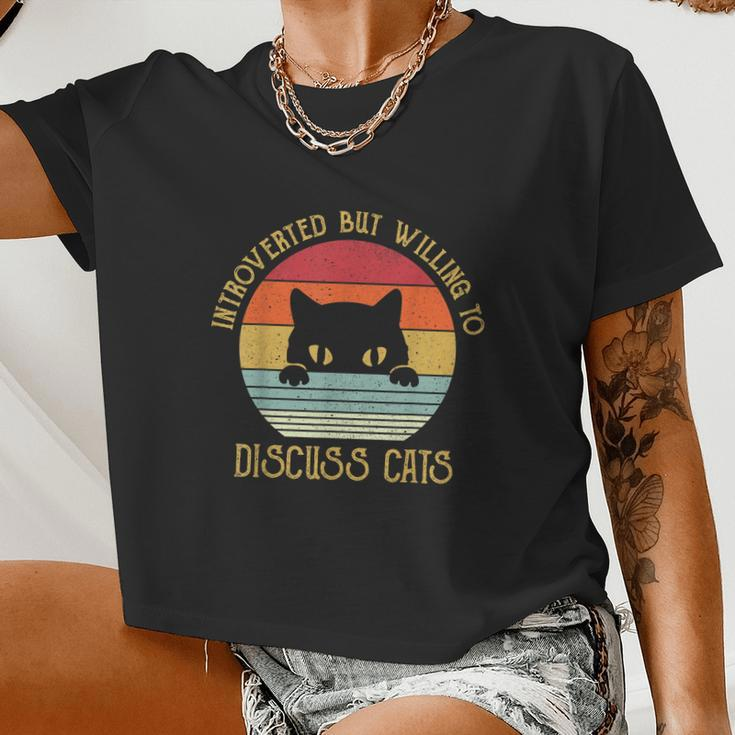 Introverted But Willing To Discuss CatsShirts Women Cropped T-shirt