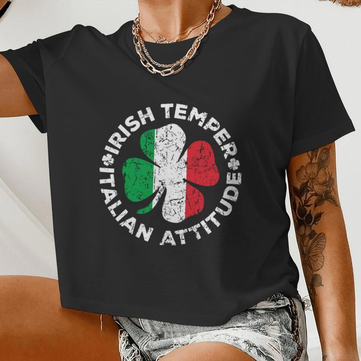 Irish Temper Italian Attitude Shirt St Patrick's Day Women Cropped T-shirt