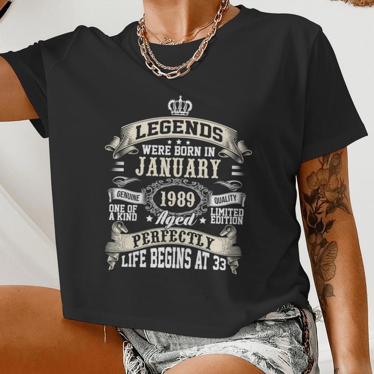 Legends Were Born In January 1989 Vintage 33Rd Birthday For Men & Women Women Cropped T-shirt