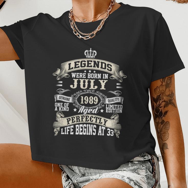 Legends Were Born In July 1989 Vintage 33Rd Birthday For Men & Women Women Cropped T-shirt