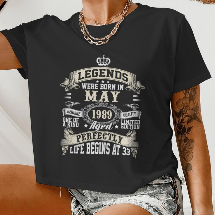 Legends Were Born In May 1989 Vintage 33Rd Birthday For Men & Women Women Cropped T-shirt