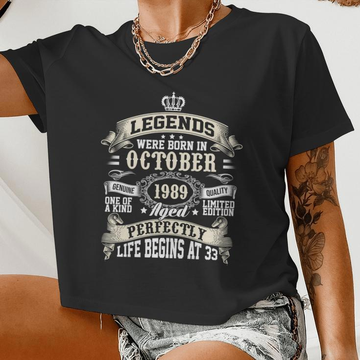 Legends Were Born In October 1989 Vintage 33Rd Birthday For Men & Women Women Cropped T-shirt