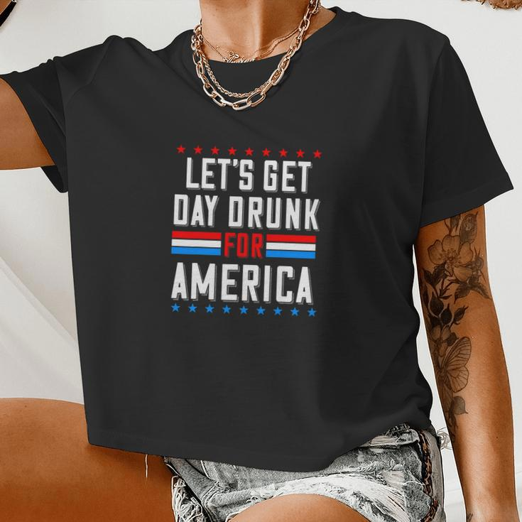 Let’S Get Day Drunk For America 4Thof July Women Cropped T-shirt