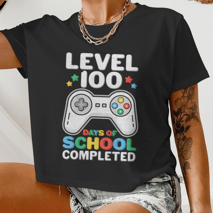 Level 100 Days Of School Completed Gamer Women Cropped T-shirt