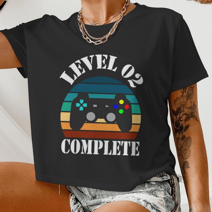 Level 2 Complete 2Nd Wedding Anniversary Video Gamer Women Cropped T-shirt