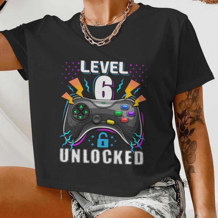 Level 6 Unlocked Video Game 6Th Birthday Gamer Boys Women Cropped T-shirt