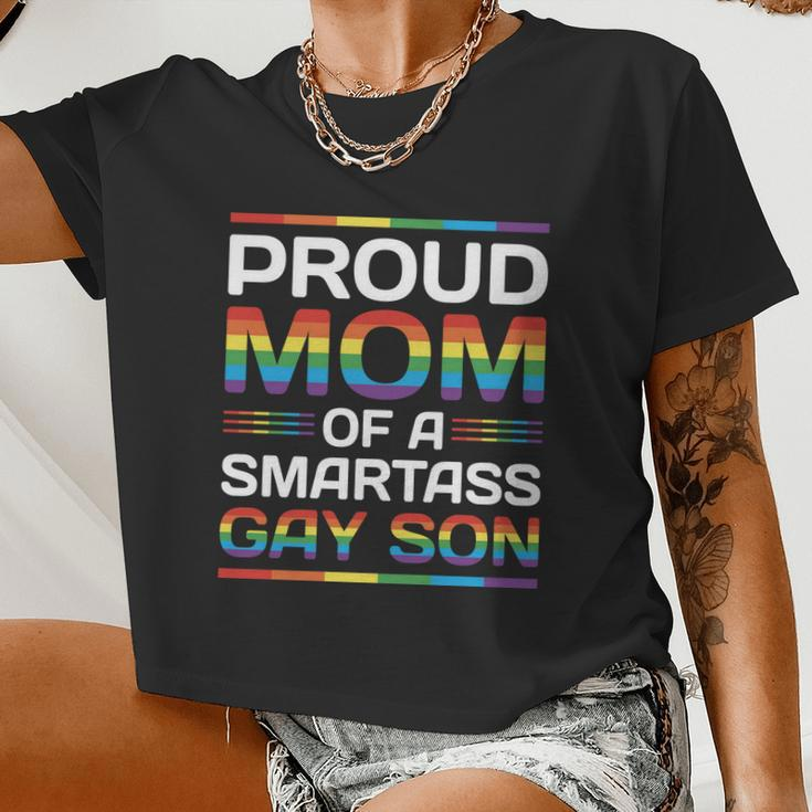 Lgbt Proud Mom Of A Smartass Pride Month Women Cropped T-shirt