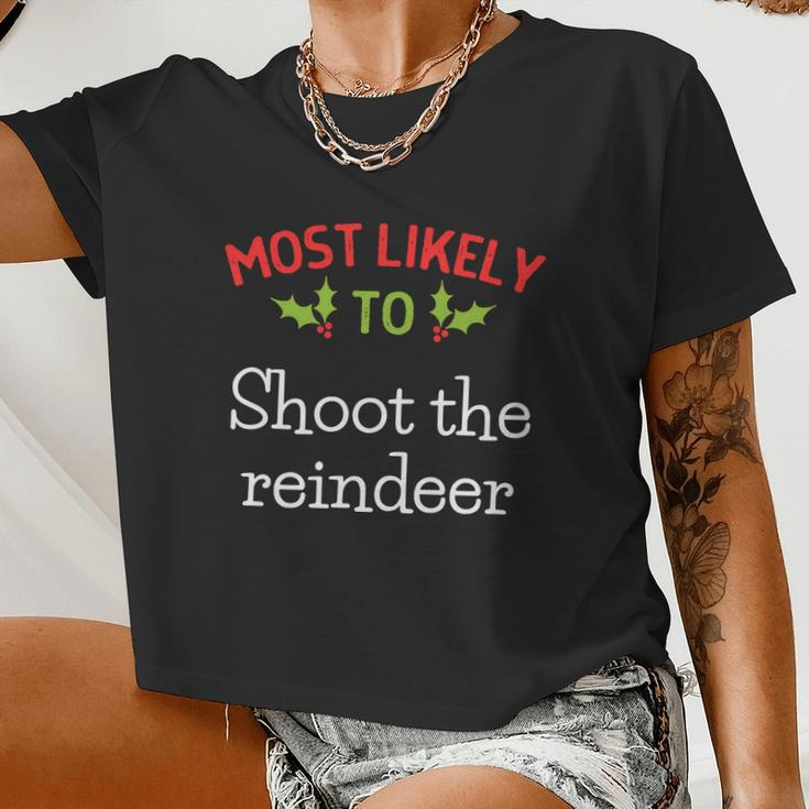 Most Likely To Christmas Shirts Matching Family Christmas Women Cropped T-shirt