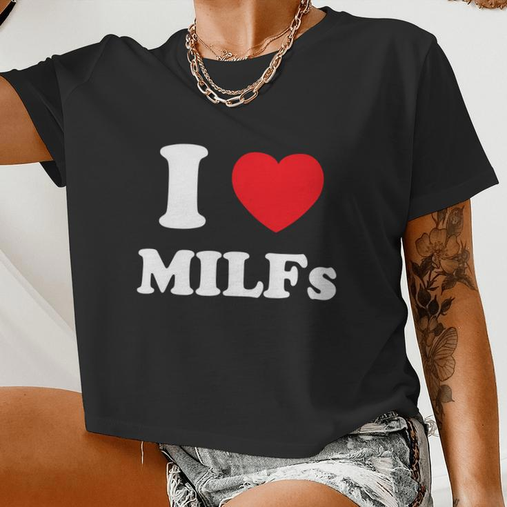I Love Heart Milfs And Mature Sexy Women Women Cropped T-shirt