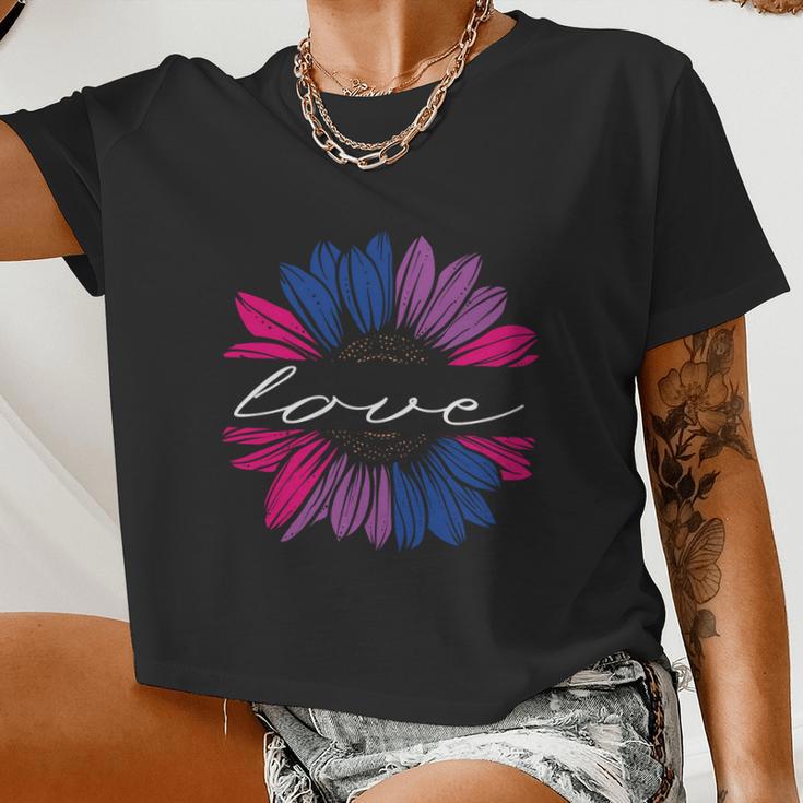 Love Sunflower Floral Lgbt Bisexual Pride Month Women Cropped T-shirt