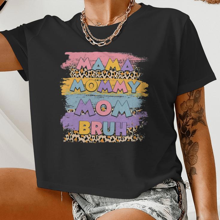 Mama Mommy Mom Bruh Leopard Boho Happy Mother Day Family Women Cropped T-shirt