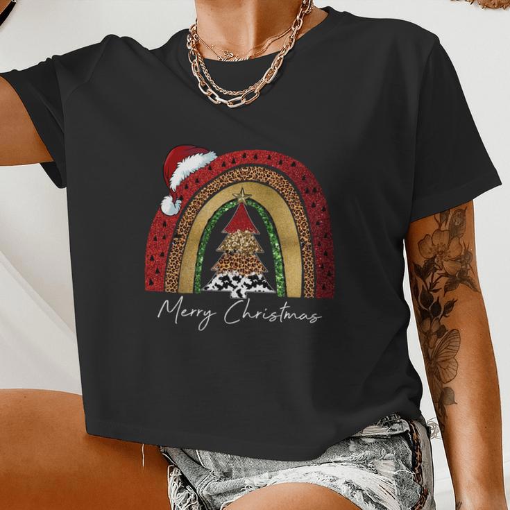 Merry Christmas Rainbow Women Cropped T-shirt