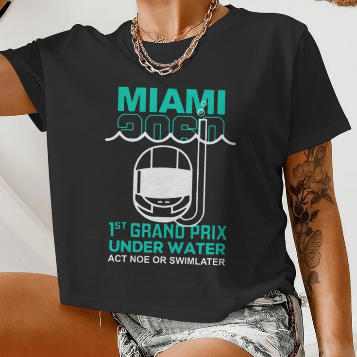 Miami 2060 1St Grand Prix Under Water Act Now Or Swim Later F1 Miami Women Cropped T-shirt