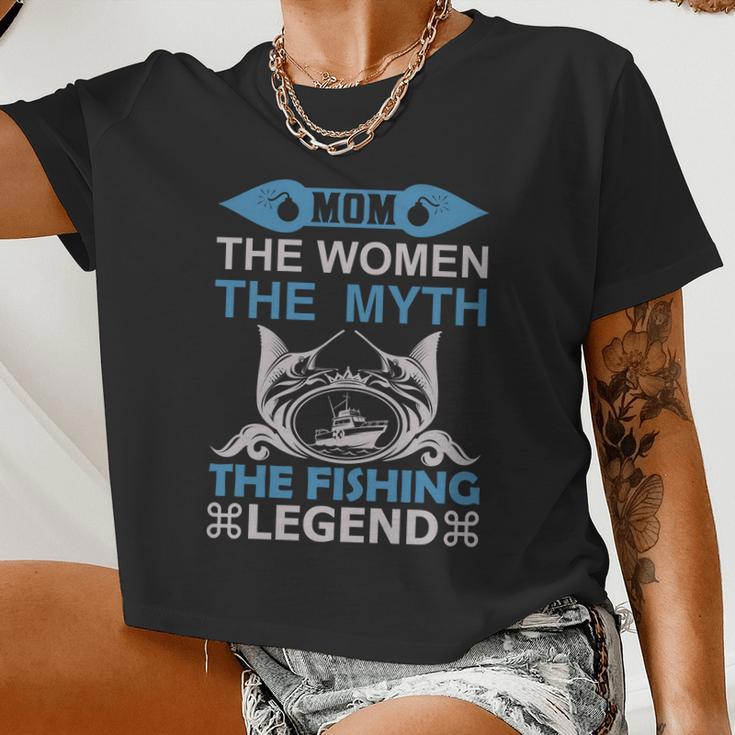 Mom The Women The Myth The Fishing The Legend Women Cropped T-shirt