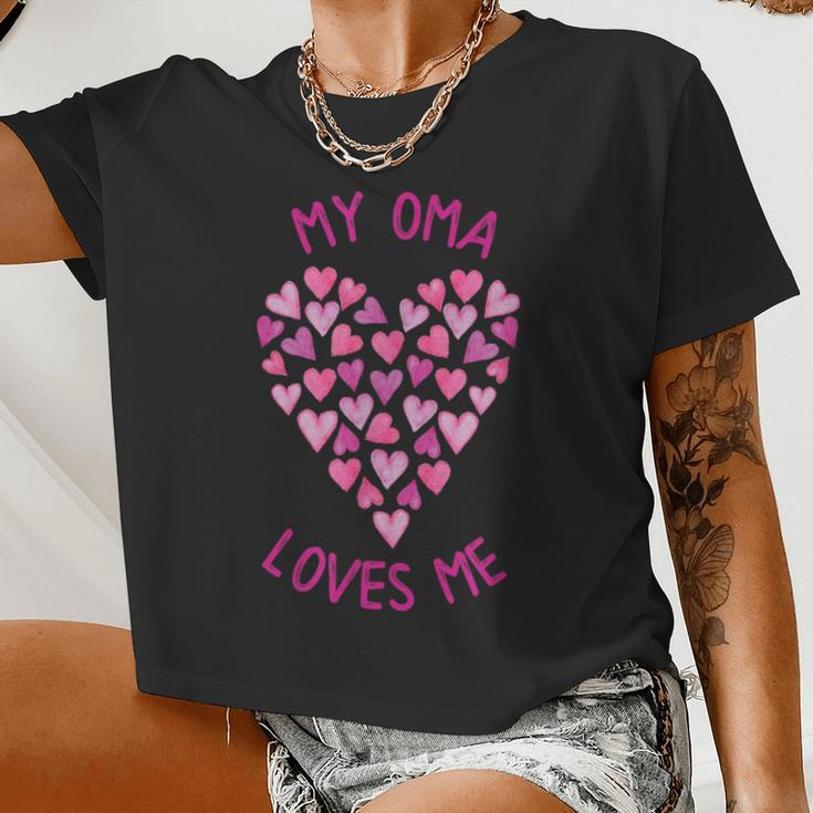 My Oma Loves Me Valentine Hearts For Girls Women Cropped T-shirt